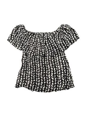 Anne Fontaine Black and White Off-Shoulder Printed Blouse size 38 ( small)